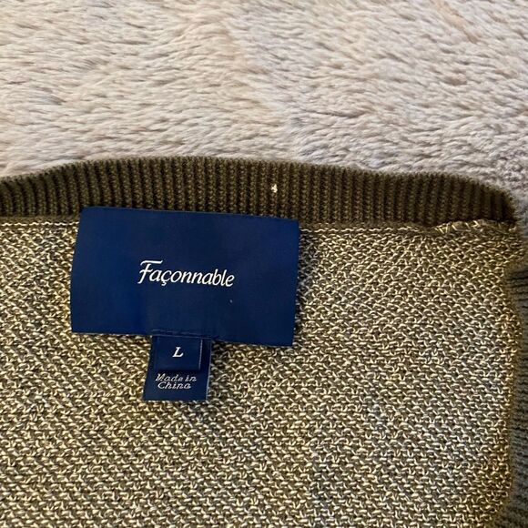 Faconnable 100% cotton v-neck pullover, L - Picture 6 of 7